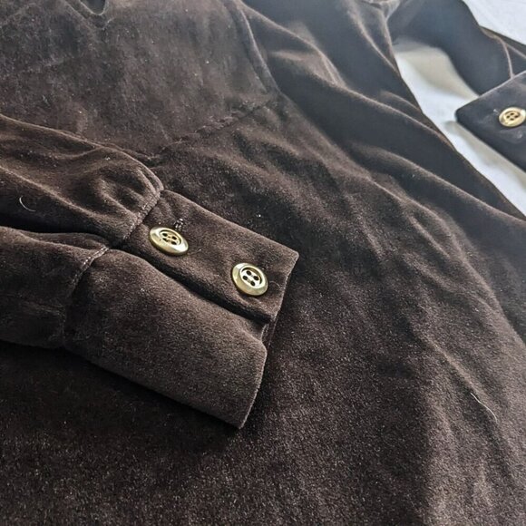 Vintage 70s JONATHAN LOGAN by Mel Ross Brown Stretch Velour Midi Dress Size S/M - Picture 2 of 9